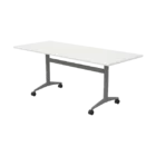 Locus Folding Table - White Top - Silver Frame