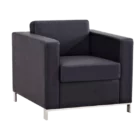 Samal Lounge - One Seater - Black PU - angled - Frame Legs