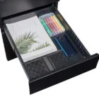 Workzone Workstation Storage - Mobile Pedestal - Black - Square - Open - no pencil tray