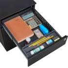 Workzone Workstation Storage - Mobile Pedestal - Black - Square - Pencil insert