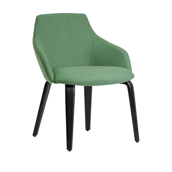 Goldy Chair Family - Timber 4 Leg - Black - Green - Angled