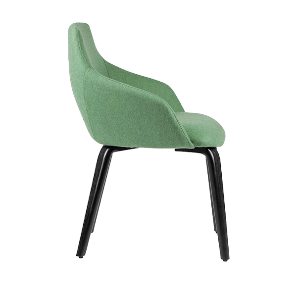 Goldy Chair Family - Timber 4 Leg - Black - Green - Side