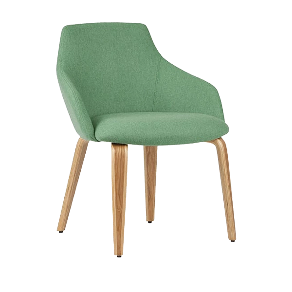 Goldy Chair Family - Timber 4 Leg - Oak - Green - Angled