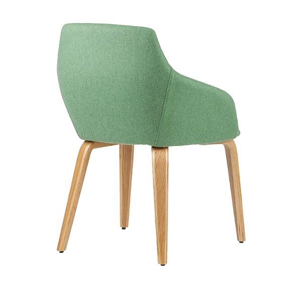 Goldy Chair Family - Timber 4 Leg - Oak - Green - Back Angled